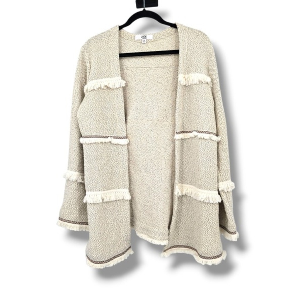 JACK by BB Dakota Cream Fringe Open Front Cardigan Sweater Jacket‎ M